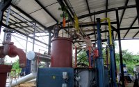 Final stage of the pyrolysis equipment installation process.