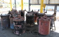 Pyrolysis crucibles in the cooling area